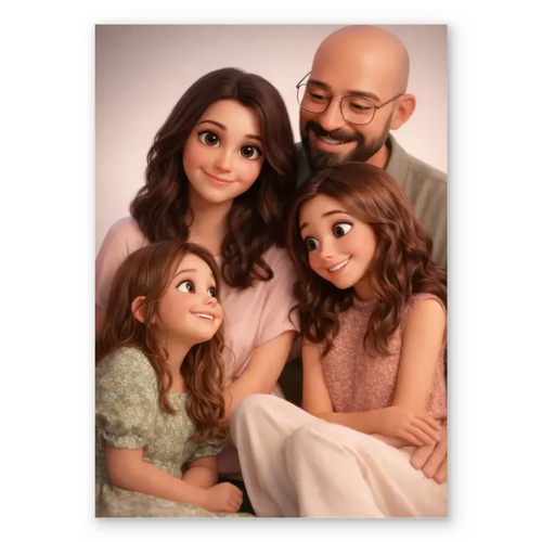 3D Animated Family Portrait - Personalized Poster