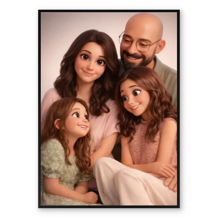 3D Animated Family Portrait - Personalized Poster