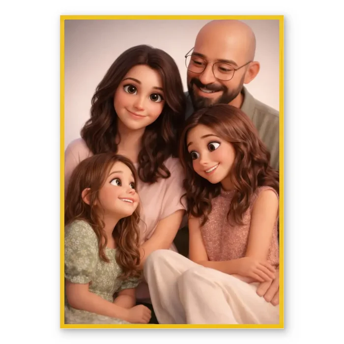 3D Animated Family Portrait - Personalized Poster