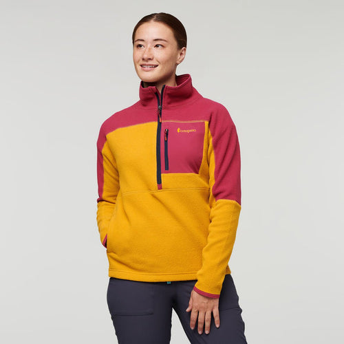 Abrazo Half-Zip Fleece Jacket - Women's, Raspberry/Amber, Model Aya