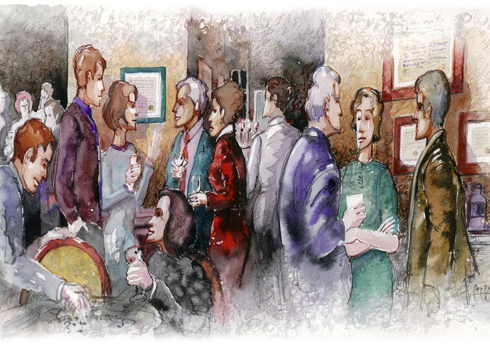 AFTER WORK PARTY by Deignus - a crowd with glasses at a gallery reception