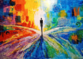 Als wäre es unsere Wahl · As If It Were Our Choice by ELIZA Leopold - lone figure walking where colourful paths converge
