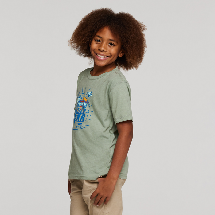 Are We There Yet Organic T-Shirt - Kids', Silver Leaf, Model Isaiah