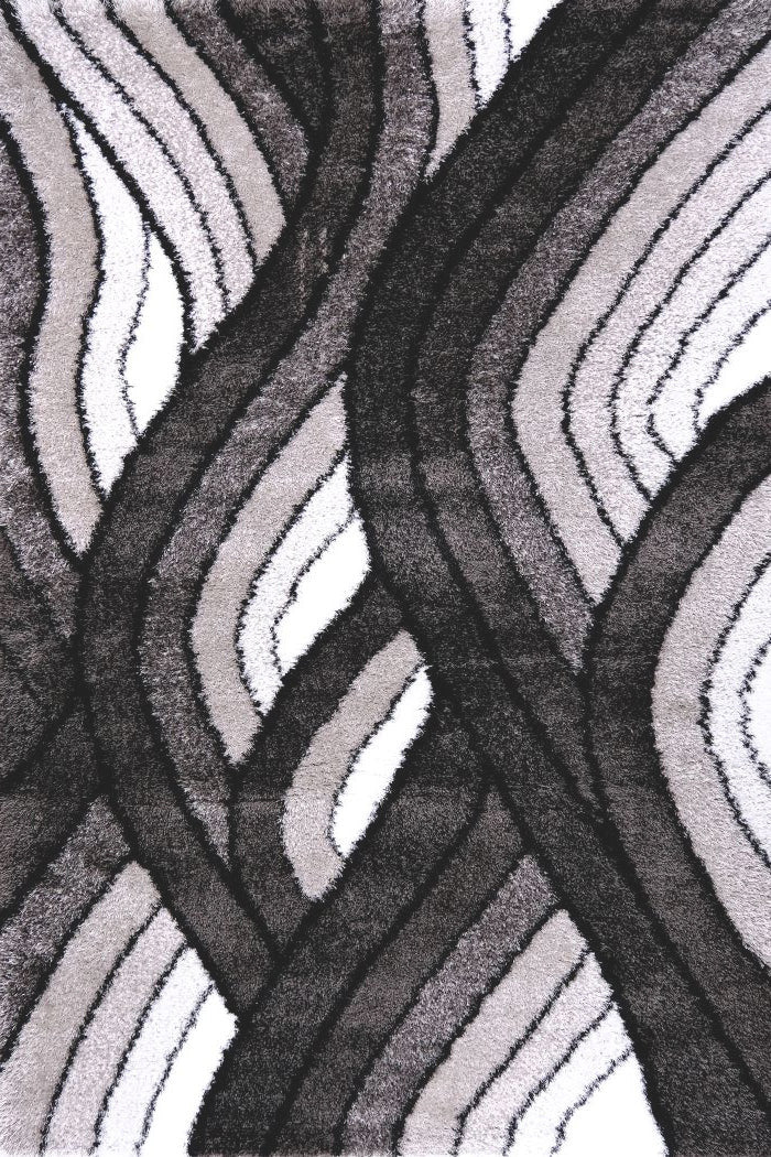 ARGYLE Black/Gray 5' x 8' Luxury 3D Area Rug