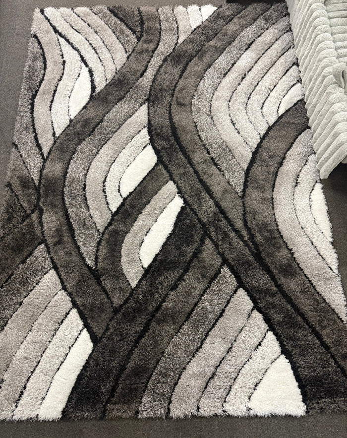 ARGYLE Black/Gray 5' x 8' Luxury 3D Area Rug