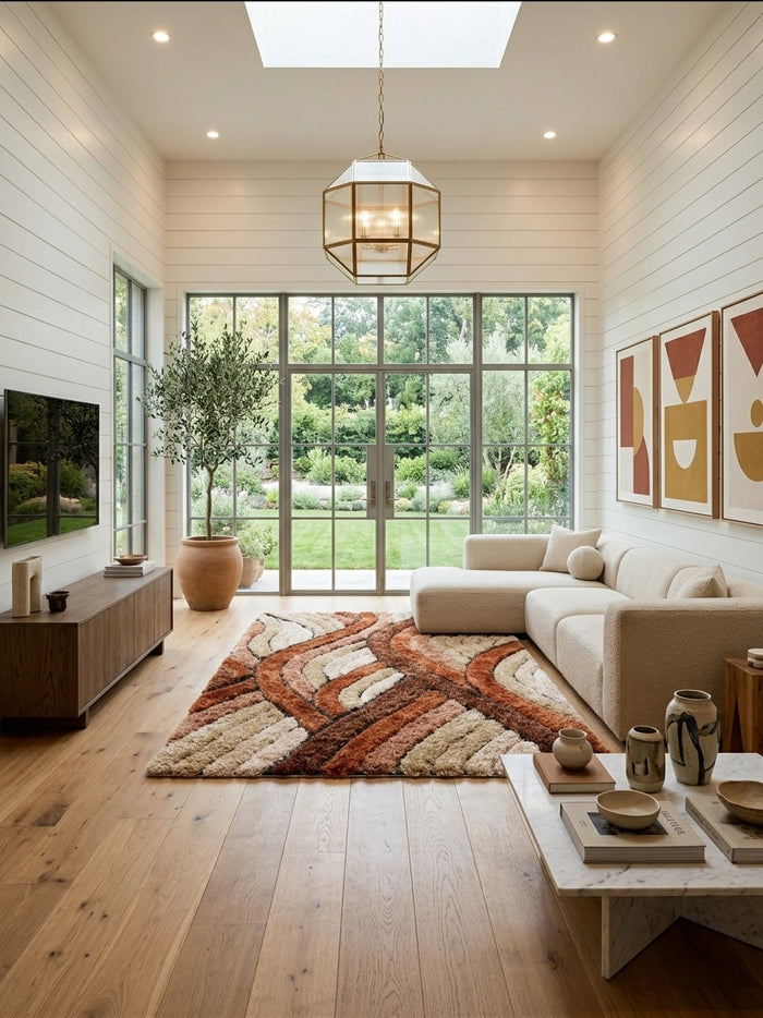 ARGYLE Rust Orange 5' x 8' Luxury 3D Area Rug