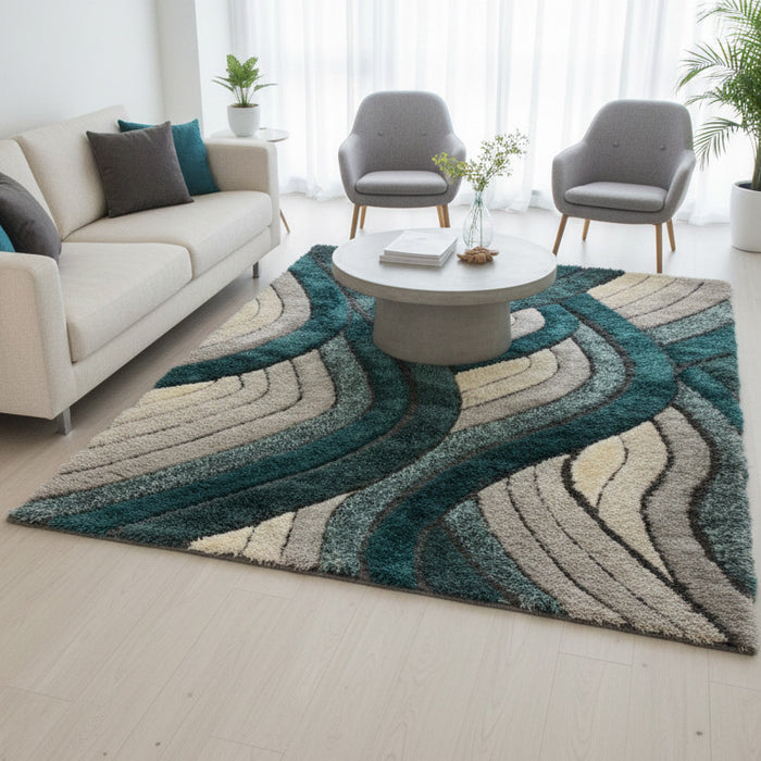 ARGYLE Teal 5' x 8' Luxury 3D Area Rug