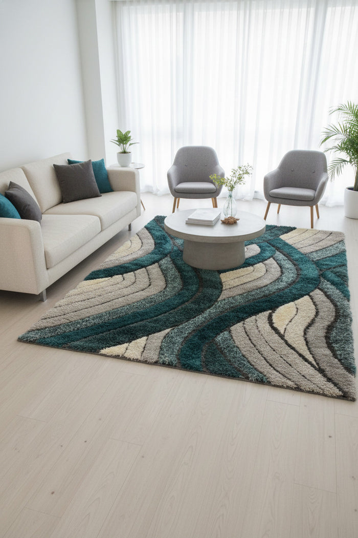 ARGYLE Teal 5' x 8' Luxury 3D Area Rug