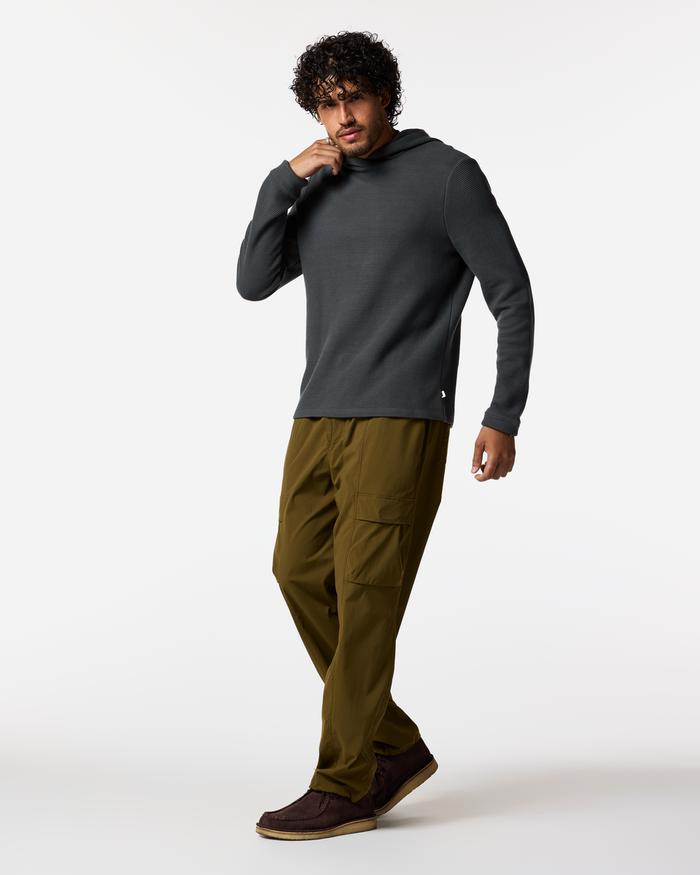 Atajo Long-Sleeve Waffle Hoodie - Men's, Charcoal, Model Pedro
