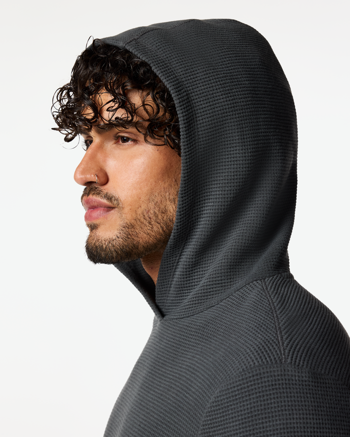 Atajo Long-Sleeve Waffle Hoodie - Men's, Charcoal, Model Pedro