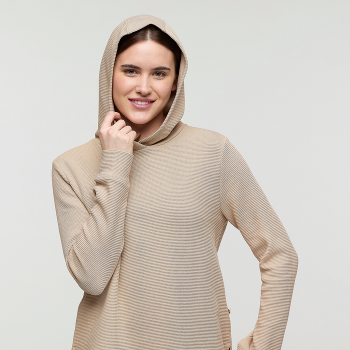 Atajo Long-Sleeve Waffle Hoodie - Women's, Oatmeal, Model Kathleen