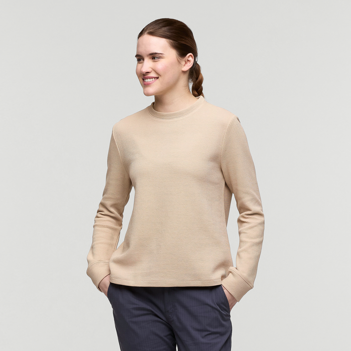 Atajo Long-Sleeve Waffle Shirt - Women's, Oatmeal, Model Kathleen
