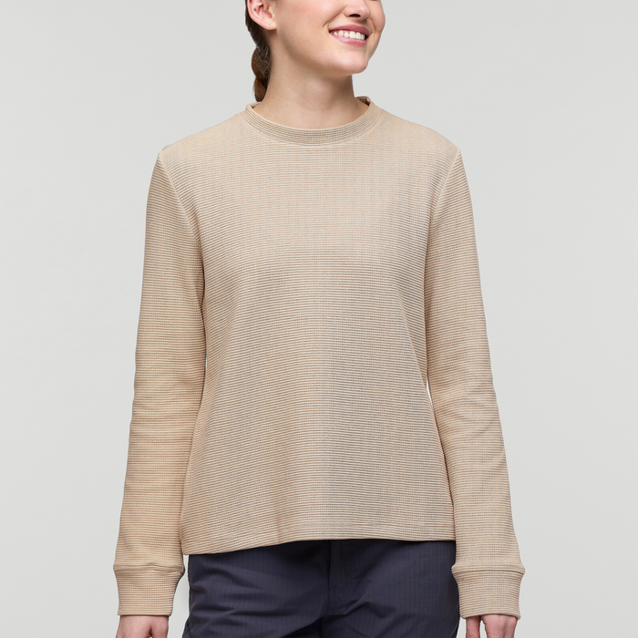 Atajo Long-Sleeve Waffle Shirt - Women's, Oatmeal, Model Kathleen