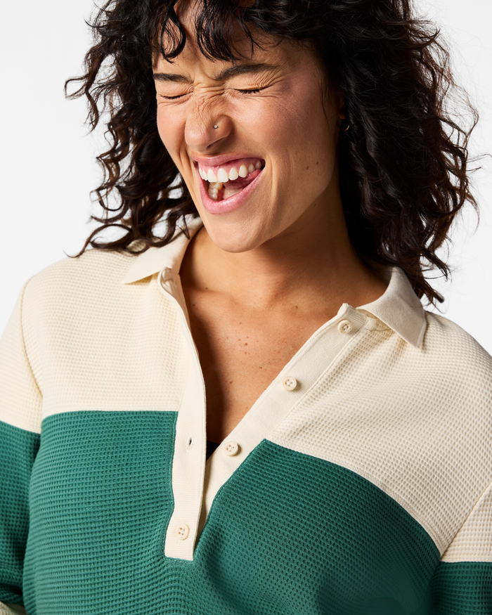 Atajo Waffle Rugby - Women's, Cream/Juniper, Model Lola