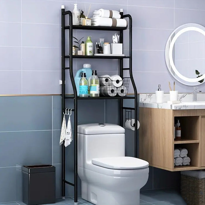 BAKSTEN Black 20" x 63" Toilet Storage Bathroom Rack with 3 Shelves