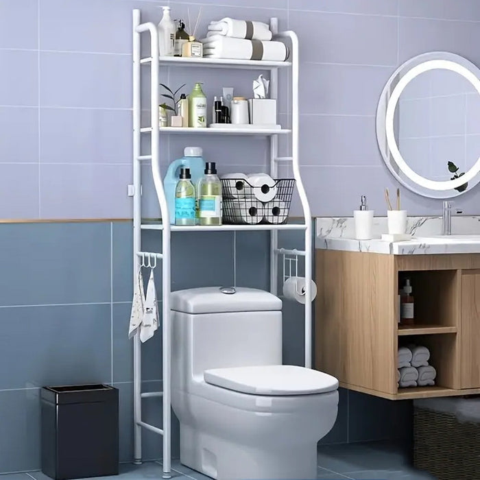 BAKSTEN White 20" x 63" Toilet Storage Bathroom Rack with 3 Shelves