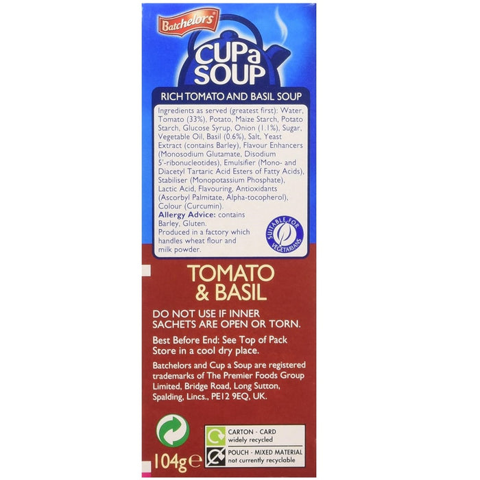 Batchelors Cup a Soup Tomato and Basil Soup 4's - 104G