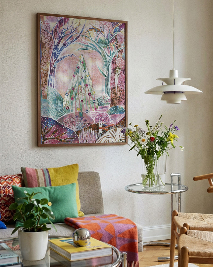 Believe in Magic by Enikő Marosváry-Kramcsák framed in a bright living room