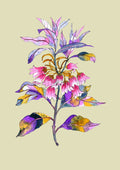 Bells by Marjorie Salvagni - branch of pink bell flowers on sage green