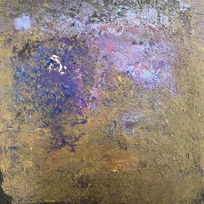 Birth by Maria-Tia - textured gold and bronze abstract opening into lilac and violet