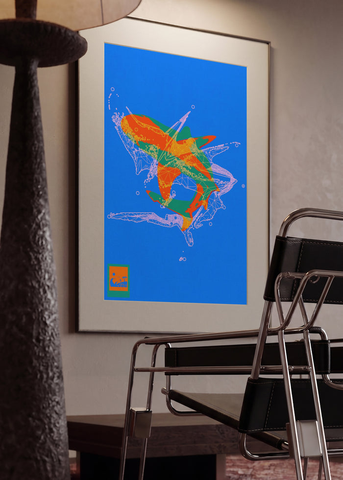 Blue Waves by Francisco Gualter in a framed interior