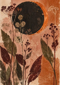 Botanical Eclipse by Matthews Gallerie - pressed botanical silhouettes in olive and burgundy beneath a black eclipse with an orange corona