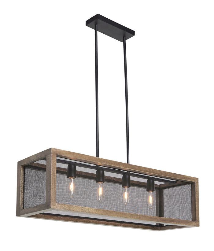 BREVYN Natural Wood Metal Pendant Light