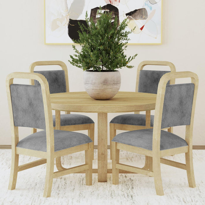 BRIAA Natural 20" Wide Dining Chair with Gray Corduroy
