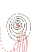 Bug Giant by Miss Maureen - black spiral shell above pale pink triangles on white