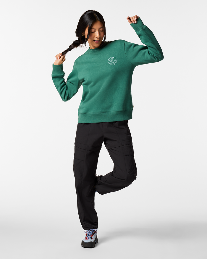 Built to Explore Crew Sweatshirt - Women's, Juniper, Model Tiff