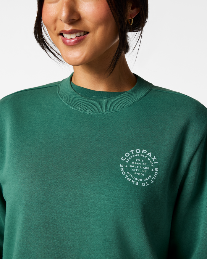 Built to Explore Crew Sweatshirt - Women's, Juniper, Model Tiff