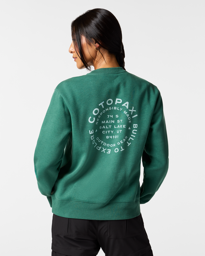 Built to Explore Crew Sweatshirt - Women's, Juniper, Model Tiff