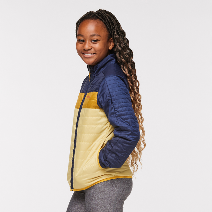 Kids' Capa Insulated Jacket, Maritime/Wheat, Model Adelina