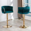 CAPTIVA Teal Green and Gold 20" Wide Adjustable Height Barstool