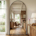 CARLITA Black 38" Wide x 78" Tall Arched Floor Mirror