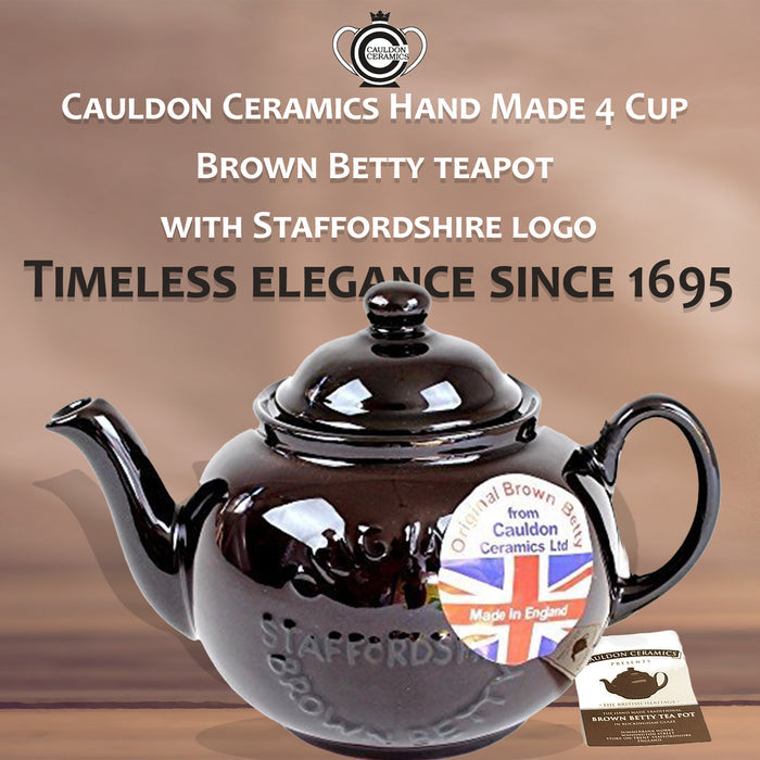Cauldon Ceramics Brown Betty 4 Cup Teapot with Original Staffordshire Logo