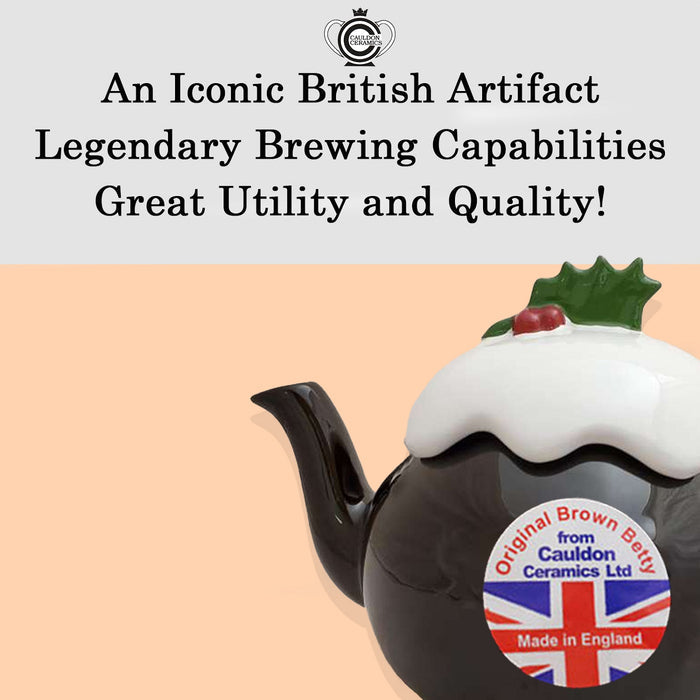 Cauldon Ceramics Traditional 6 Cup Brown Betty Christmas Pudding Teapot