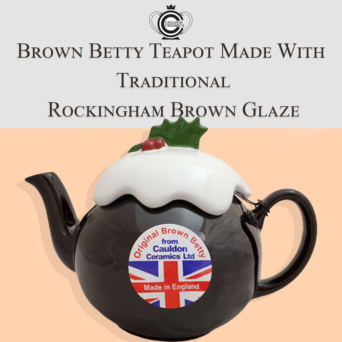 Cauldon Ceramics Traditional 6 Cup Brown Betty Christmas Pudding Teapot