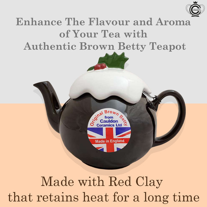 Cauldon Ceramics Traditional 6 Cup Brown Betty Christmas Pudding Teapot