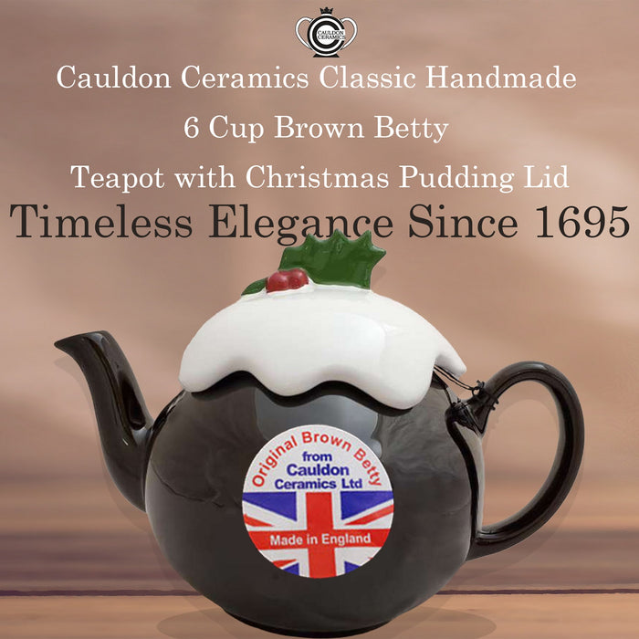 Cauldon Ceramics Traditional 6 Cup Brown Betty Christmas Pudding Teapot