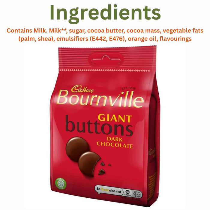 C'bury Bournville Giant Buttons Dark Chocolate 100g