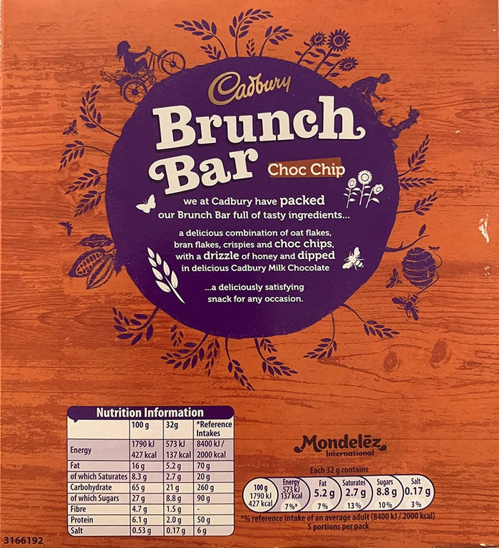 C'bury Brunch Bar Choc Chip Chocolate 140g