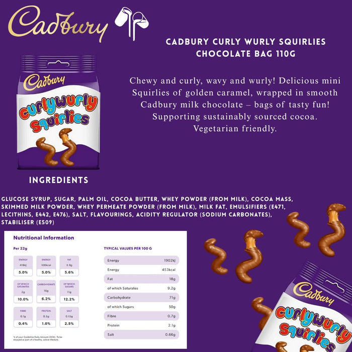 C'bury Curly Wurly Squirlies Chocolate Bag 110g