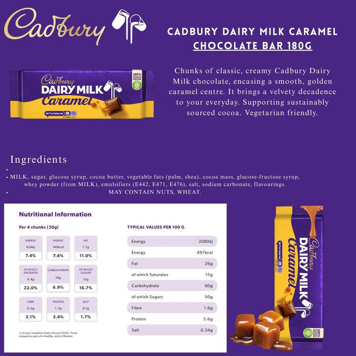 C'bury Dairy Milk Caramel Chocolate Bar 120g