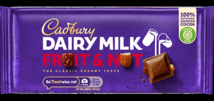 C'bury Dairy Milk Fruit & Nut 110g