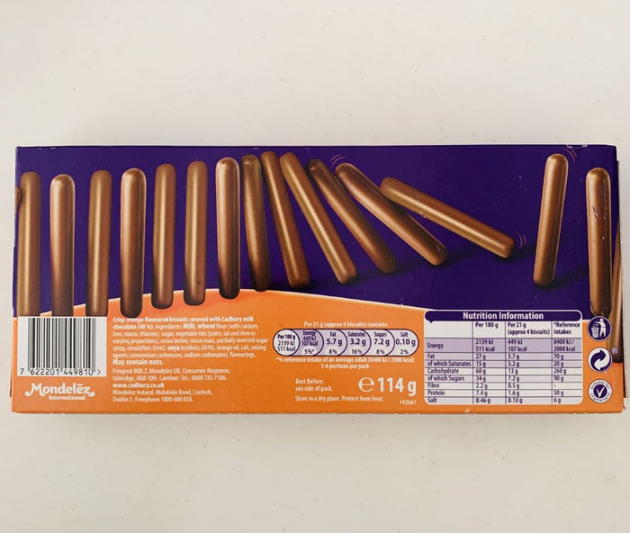 C'bury Dairy Milk Orange Finger Chocolate Biscuits 114g