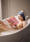 Chillin Time by Dikhotomy — Girl with a Pearl Earring reading in a bathtub