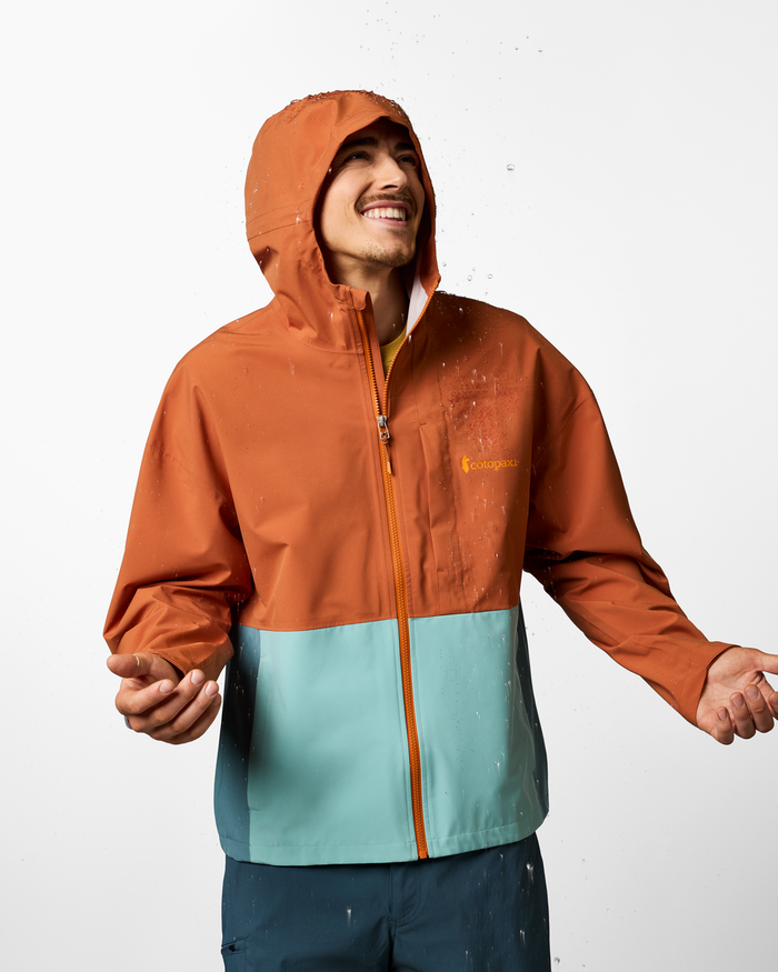 Cielo Rain Jacket - Men's, Whiskey/Tide Pool, Model Kellan