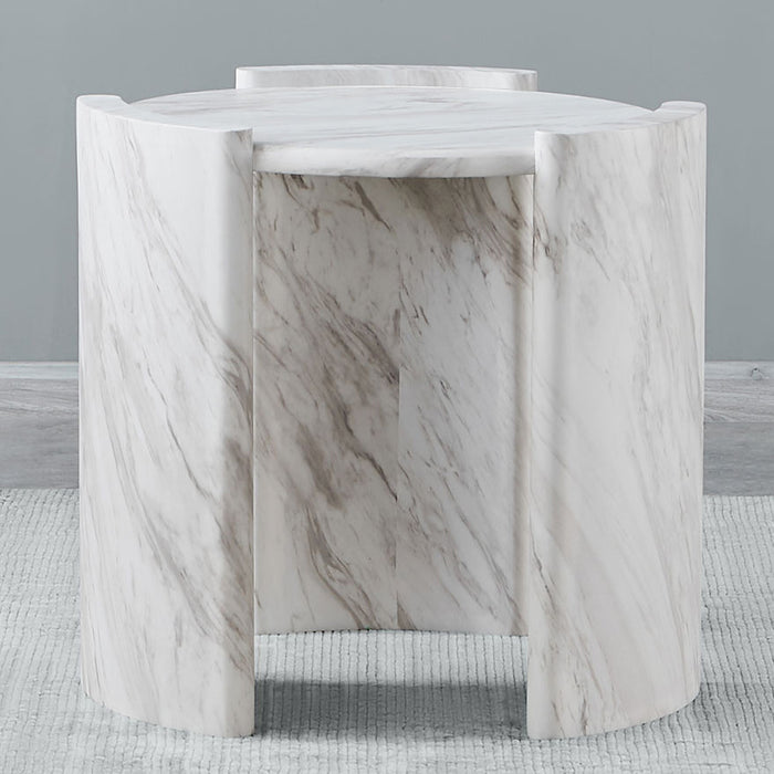 CINQUE White Faux Marble 24" Wide End Table