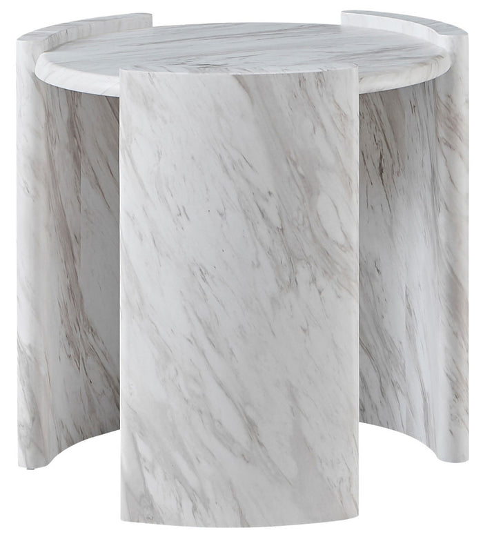 CINQUE White Faux Marble 24" Wide End Table